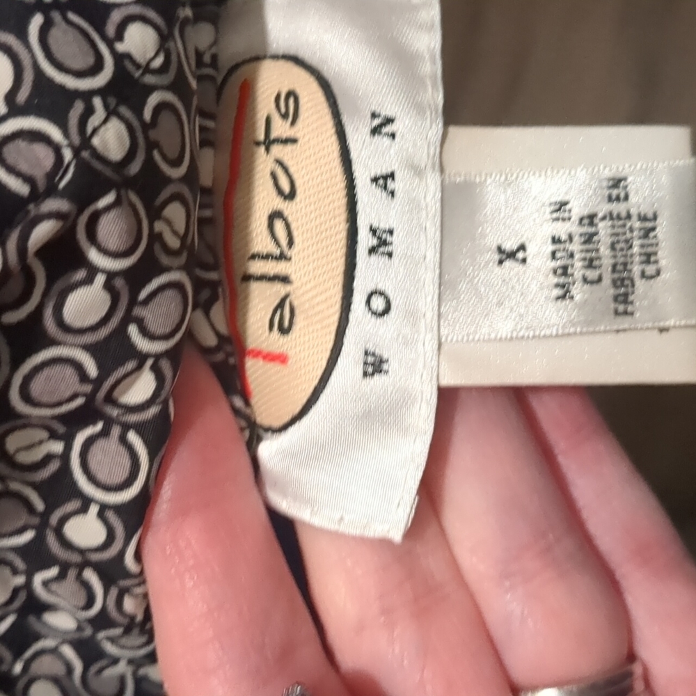 Talbots | Black Solid Black Print Reversible Quil… - image 4